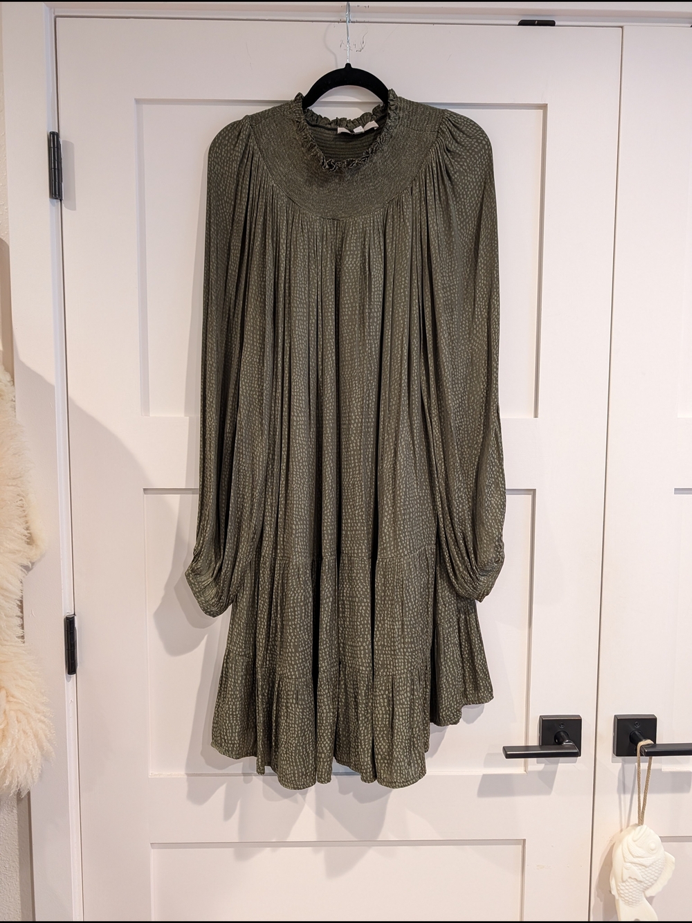 LOFT Olive Green Smock Neck Dress